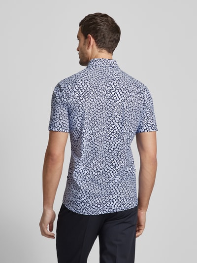 BOSS Slim fit vrijetijdsoverhemd met all-over motief, model 'Roan' Marineblauw - 5