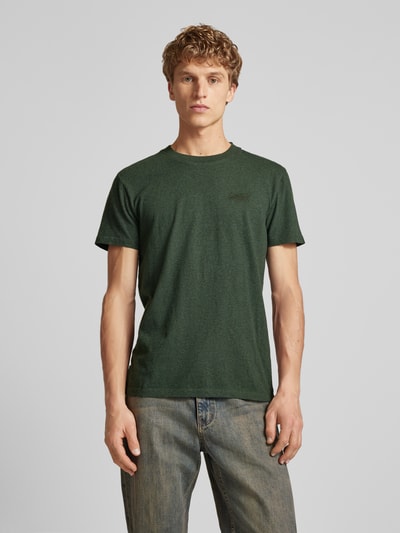 Superdry T-shirt met labelstitching Groen gemêleerd - 4