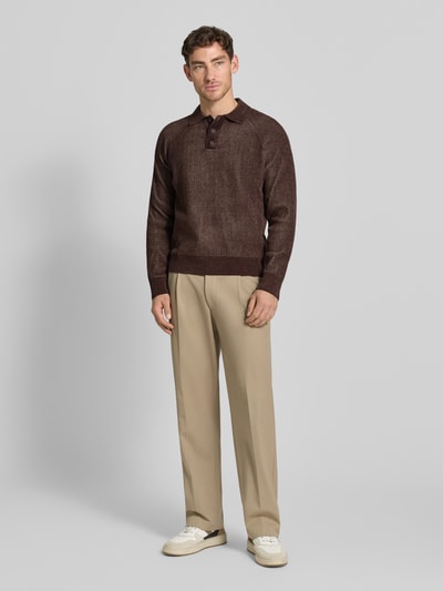 JAKE*S STUDIO MEN Strickpullover mit Polokragen Schoko 1