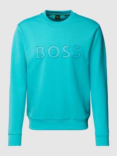 BOSS Green Sweatshirt met labelprint, model 'Salbo' Lichtturquoise - 2
