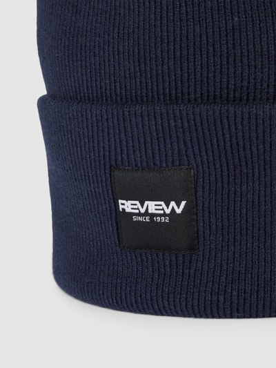 REVIEW Beanie met labelpatch Marineblauw - 2