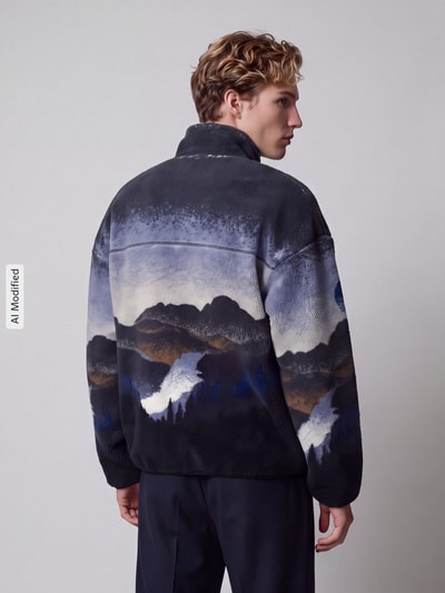 ONLY & SONS Teddyjacke mit Landschafts-Motivprint Marine 5