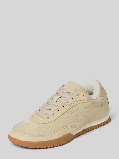 BOSS Low Top Sneaker aus echtem Leder Modell 'CARLYNN' Beige 1