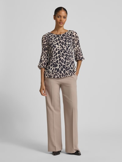 s.Oliver BLACK LABEL Bluzka o kroju regular fit z długim rękawem i wzorem na całej powierzchni Czarny 1