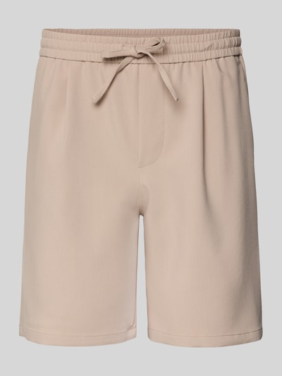 Produktfoto, Loose Fit Shorts mit elastischem Bund Modell 'WILL' von Only & Sons, Optik: Unifarben, Passform: Loose-Fit, Bundfalte, Bundabschluss: Elastisch mit Tunnelzug, Eingrifftaschen, Gesäßtasche, beige, glatte Struktur