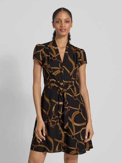 Lauren Ralph Lauren Mini-overhemdjurk met V-hals, model 'MAKEDA' Zwart - 4