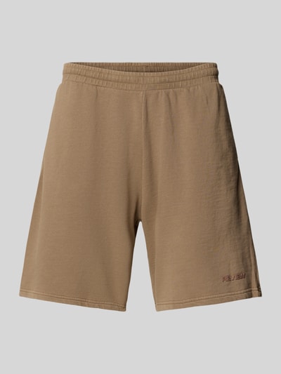 REVIEW Relaxed fit sweatshorts met labelprint Roodbruin - 2