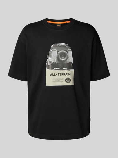 BOSS Orange Regular fit T-shirt van puur katoen, model 'WAGON' Zwart - 2