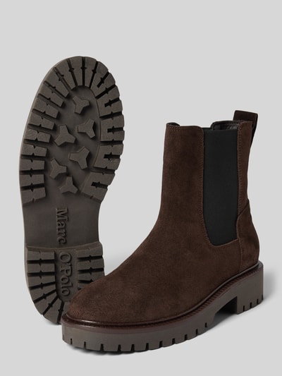 Marc O'Polo chelsea boots van echt suède model 'PHIA 14' Donkerbruin - 4