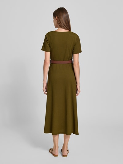 Zero Midikleid mit V-Ausschnitt und Gürtel Oliv 5