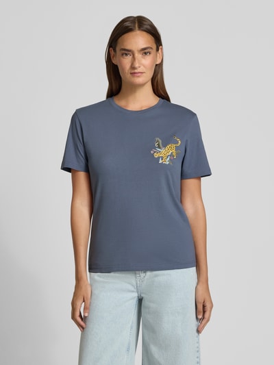 Jake*s Casual Regular Fit T-Shirt aus Baumwoll-Mix Modell 'ELI' ' Jeansblau 4
