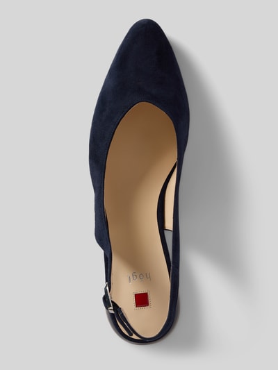 Productfoto, Pumps uit leer met riemen en doornsluiting van Högl, dames pumps van echt leer, punt van de schoen, gladde zool, hakhoogte 2 cm, schachtbreedte 5 cm, donkerblauw, gladde textuur