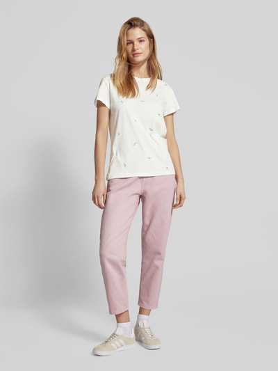 Jake*s Casual T-Shirt mit Allover-Muster Offwhite 1