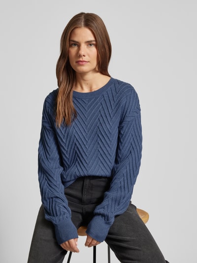 FREE/QUENT Oversized Strickpullover mit Strukturmuster Modell 'SATURN' Rauchblau 3