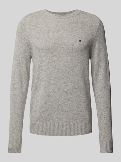 Tommy Hilfiger Sweter wełniany z wyhaftowanym logo Jasnoszary 2