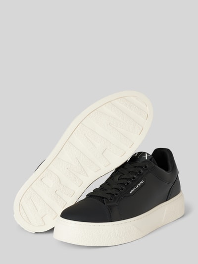 ARMANI EXCHANGE Leren sneakers met labelprint, model 'Lion' Zwart - 3