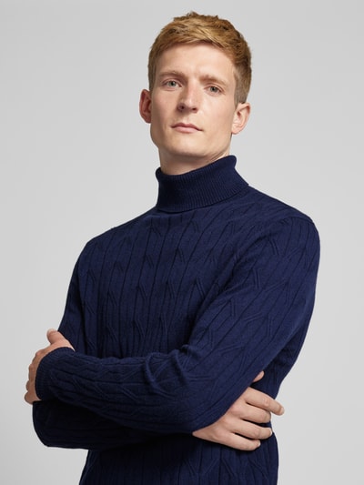 Christian Berg Men Gebreide pullover met structuurmotief Marineblauw - 3