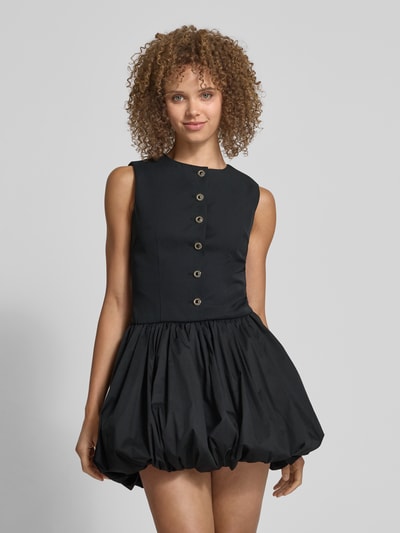 Amy Lynn Cocktailjurk met knoopsluiting, model 'Bea' Zwart - 4