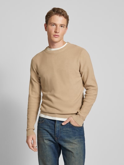 REVIEW Gebreide pullover met ronde hals Taupe - 4