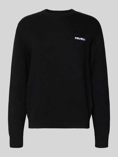 REVIEW Strickpullover mit Label-Stitching Black 2