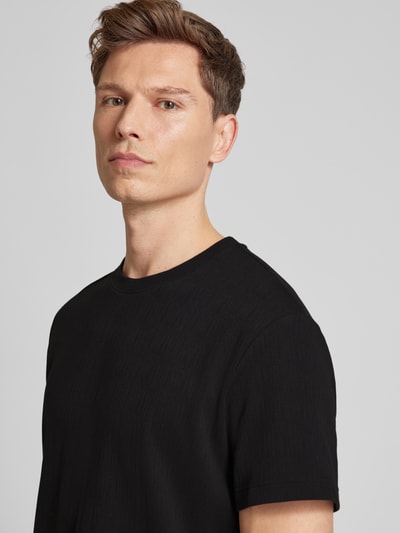 CK Calvin Klein T-shirt met geribde ronde hals Zwart - 3