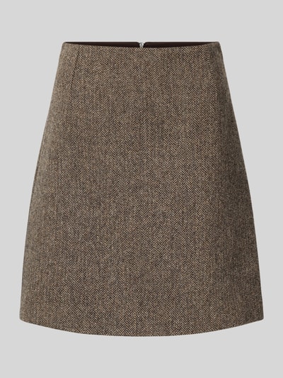 Weekend Max Mara Licht uitlopende midirok van zuivere scheerwol, model 'MARCHE' Donkerbruin - 2