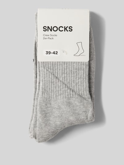 Snocks Socken mit elastischem Rippenbündchen im 2er-Pack Silber Melange 3