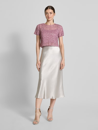 Lace & Beads Kort T-shirt met strass-steentjes Rosé - 1