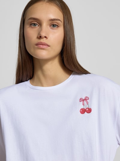 Pieces Oversized T-shirt van puur katoen, model 'MIKKA' Wit - 3