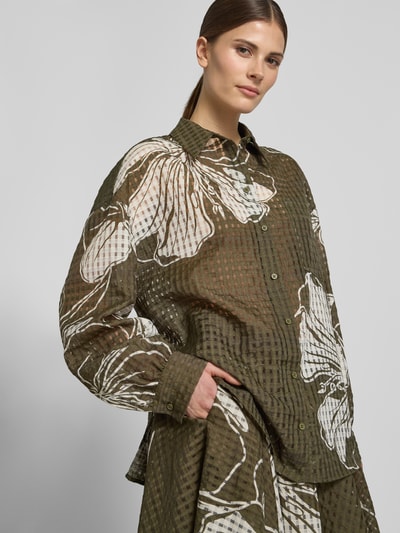 Essentiel Antwerp Bluzka koszulowa o kroju oversized z kołnierzykiem koszulowym model 'JORANGE' Oliwkowy 3