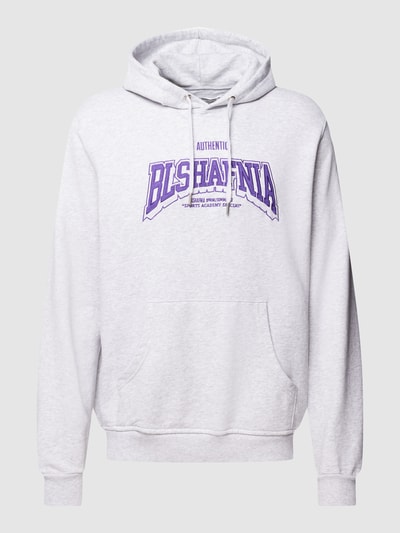 BLS HAFNIA Hoodie met labelstitching, model 'College 2' Lichtgrijs gemêleerd - 2