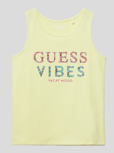 Guess Top mit Label-Print Hellgelb 1