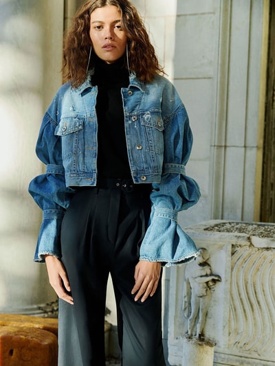 Jonathan Simkhai Cropped Jeansjacke Blau 6