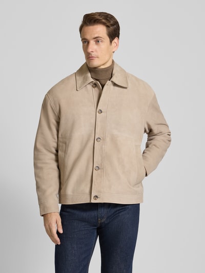 SELECTED HOMME Regular fit leren jack van echt geitensuède, model 'LANCE' Zand - 4