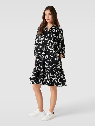 Christian Berg Woman Knielanges Kleid mit Allover-Print Black 1