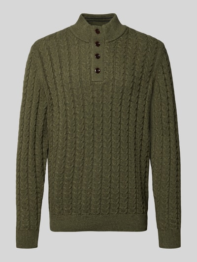 Fynch-Hatton Gebreide pullover met ribboorden Olijfgroen - 2