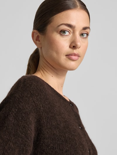 MOS MOSH Strickjacke aus Alpaka mit Knopfdetail Dunkelbraun 3