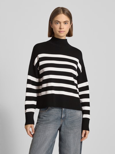 Only Sweter z dzianiny o kroju regular fit z mieszanki wiskozy model ‘BARI’ Czarny 4