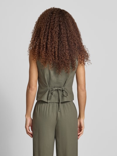 ONLY Regular Fit Leinenweste mit Bindeband Modell 'GOA' Oliv 5