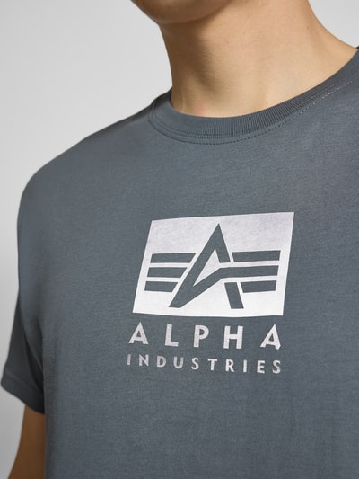 Alpha Industries T-Shirt mit Label-Print und Rundhalsausschnitt Hellblau 3