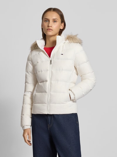 Tommy Jeans Shaped fit donsjack met logostitching  Offwhite - 4