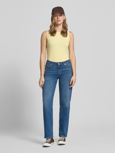 NOISY MAY® Top mit Rundhalsausschnitt Modell 'MOLLY' Hellgelb 1