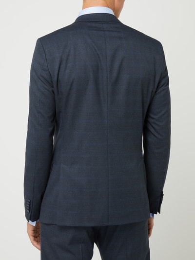 Strellson Slim fit 2-knoops colbert met glencheck-motief, model 'Allen' Marineblauw - 7