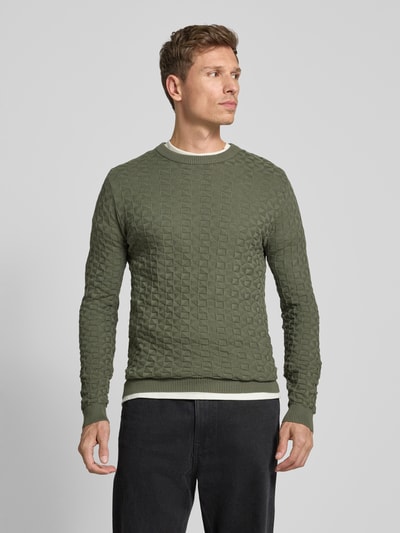 Only & Sons Regular Fit Strickpullover mit Strukturmuster Modell 'KALLE' Oliv 4