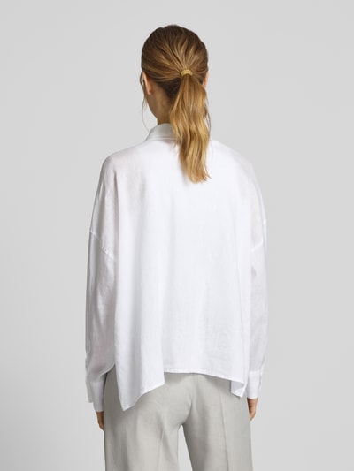 Drykorn Relaxed fit linnen blouse met borstzak, model 'NAMIDA' Wit - 5