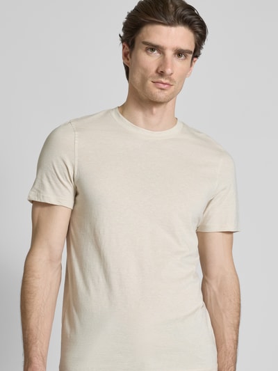 MCNEAL T-shirt met geribde ronde hals Beige - 3