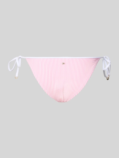 Produktfoto, Bikinihose aus Seesucker mit Bindebändern von TOMMY HILFIGER, rosa-weißes Allover-Muster, Logo-Applikation vorn, Regular Fit