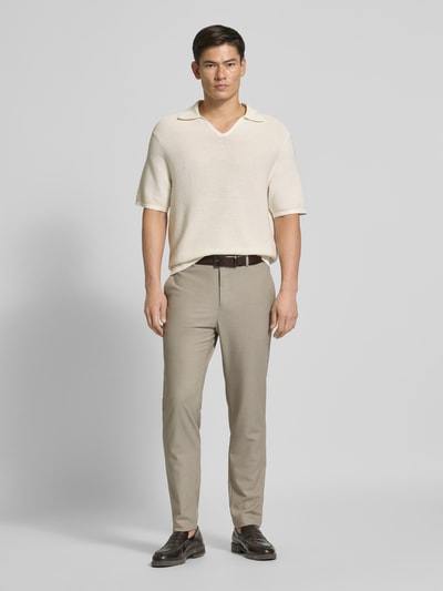 CK Calvin Klein Regular Fit Poloshirt mit V-Ausschnitt Offwhite 1