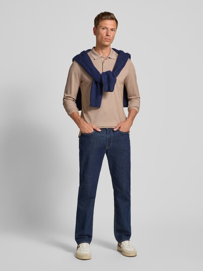 Christian Berg Men Regular fit poloshirt in design met lange mouwen Camel - 1