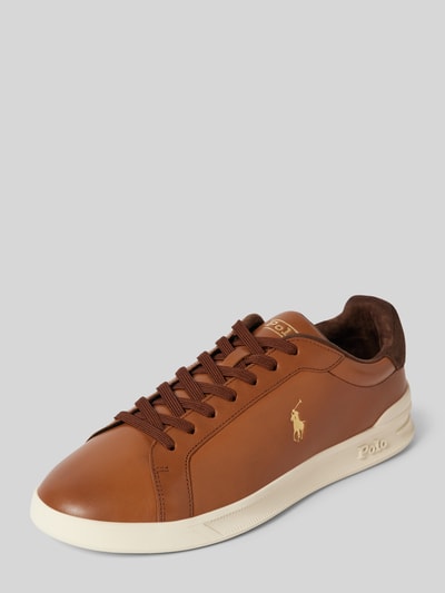 Polo Ralph Lauren Leren sneaker met logoprint Cognac - 1